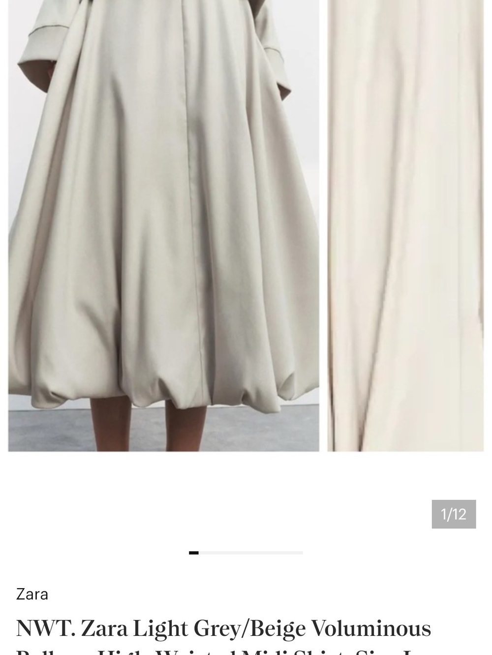 Zara Cream Balloon Midi Skirt with Subtle Shine - Picture 5 of 11